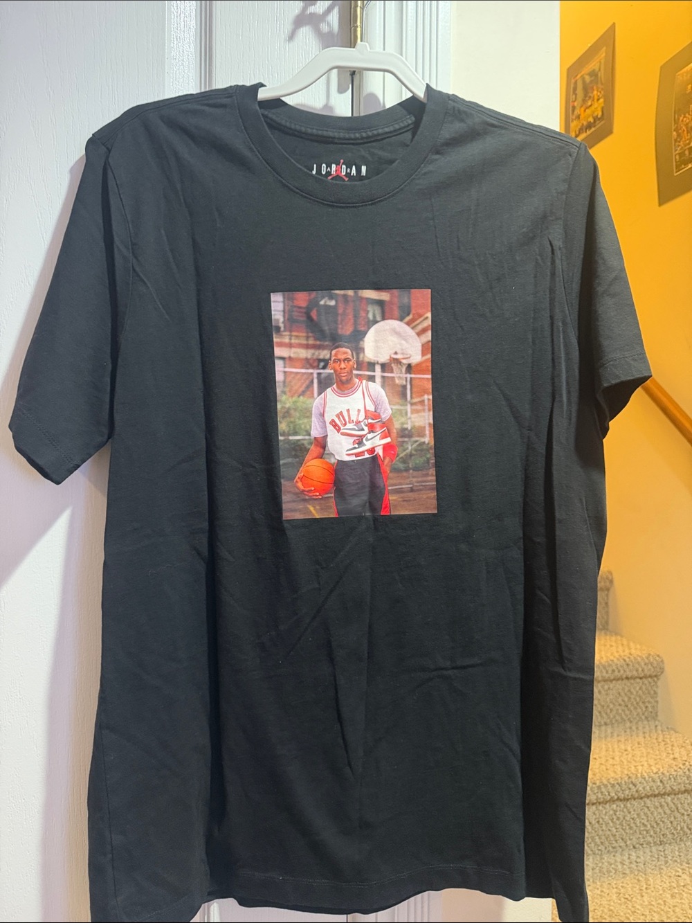 Jordan Black Short-Sleeve T-Shirt with Basketball Photo Print
